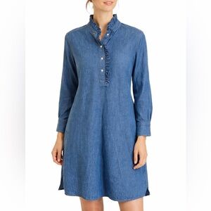 Tory Burch Deneuve Denim Shirtdress in chambray 100% COTTON.